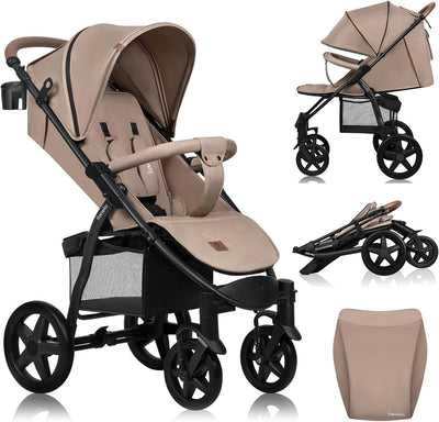 Lionelo buggy annet plus - léger pliable - grandes roues solides avec suspension - y compris chancelière, moustiquaire porte-gobelet - dossier réglable repose-pieds - poussette de la naissance jusqu'à 22 kg - landau