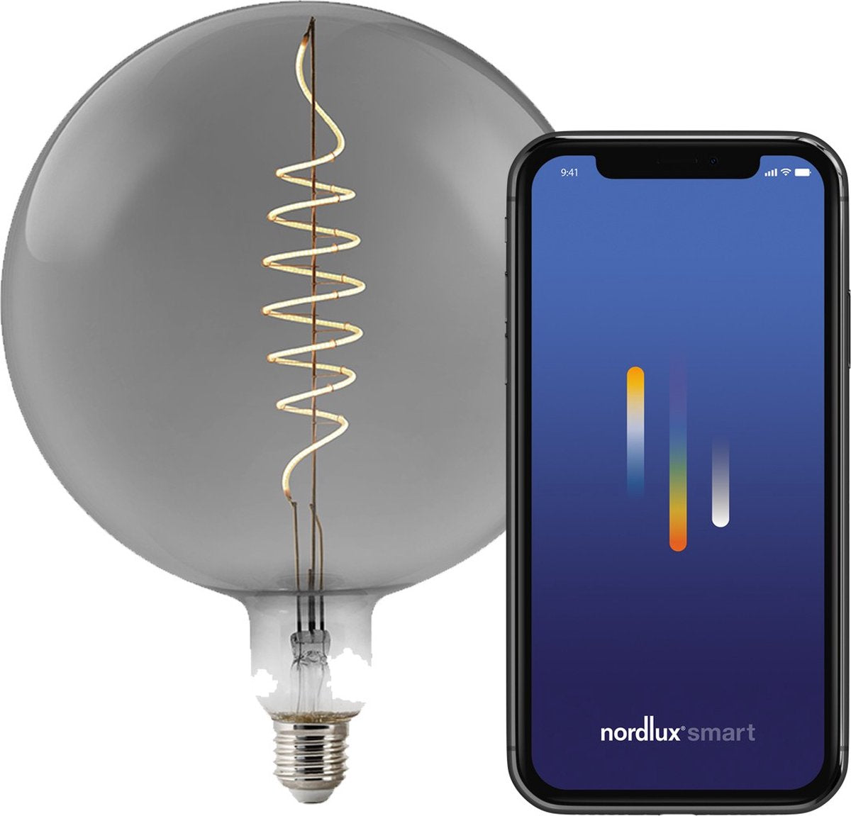 Nordlux g200-source lumineuse-intelligent-déco filament-spirale-e27-verre fumé-1800k