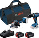 Boîte à outils professionnelle Bosch 18v - combiset - gws 18v-8 + gsb 18v-65 + 2x gba 18v 4.0 ah + gal 18v-40 lader