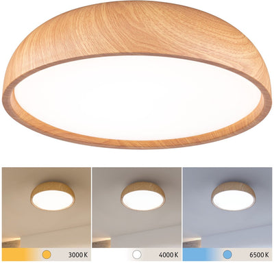 Paulmann sélection salle de bain plafonnier LED oka ip44 interrupteur blanc 950lm 230v 24w aspect bois