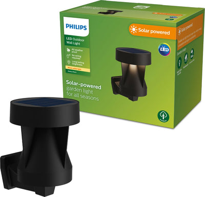 Philips LED Applique Philips Avery - lampe solaire d'extérieur - lumière blanc chaud ; 2700k - noir - énergie solaire