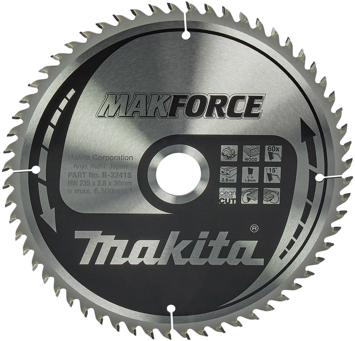 Accessoires Makita lame de scie circulaire | bois | 235x30x2.8 60t 15g - b-32415