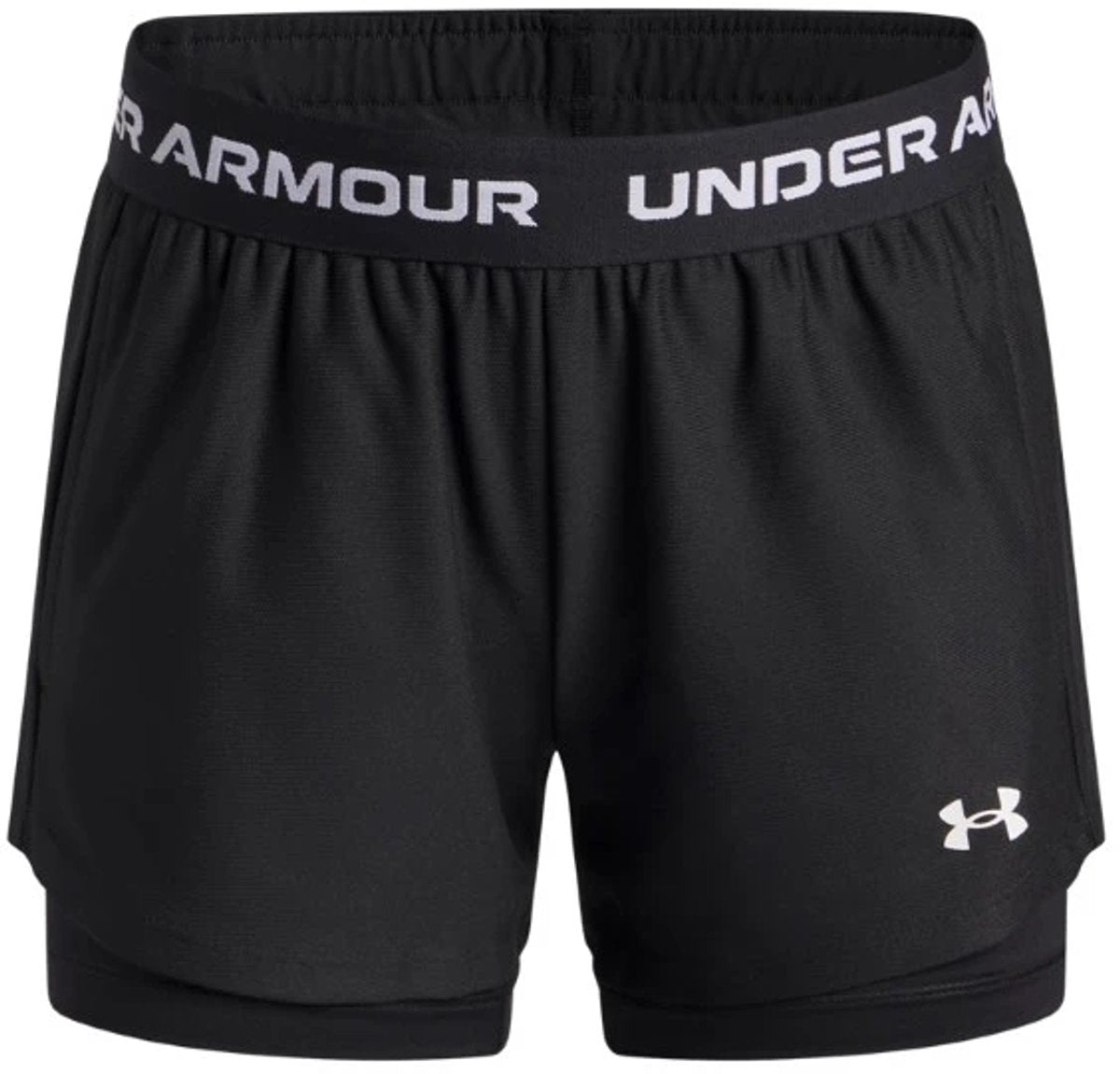 Under armour ua tech play up 2n1 short pantalon de sport unisexe - noir - blanc