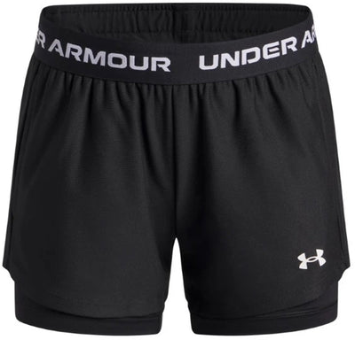 Under armour ua tech play up 2n1 short pantalon de sport unisexe - noir - blanc