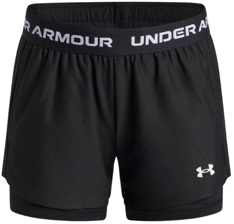 Under armour ua tech play up 2n1 short pantalon de sport unisexe - noir - blanc