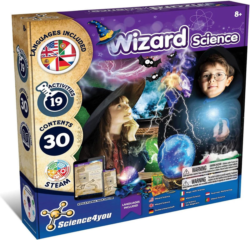 Science 4 you science4you sorcier science - ensemble d'expériences - 30 pièces - 19 activités - avec baguette magique - 8 ans +