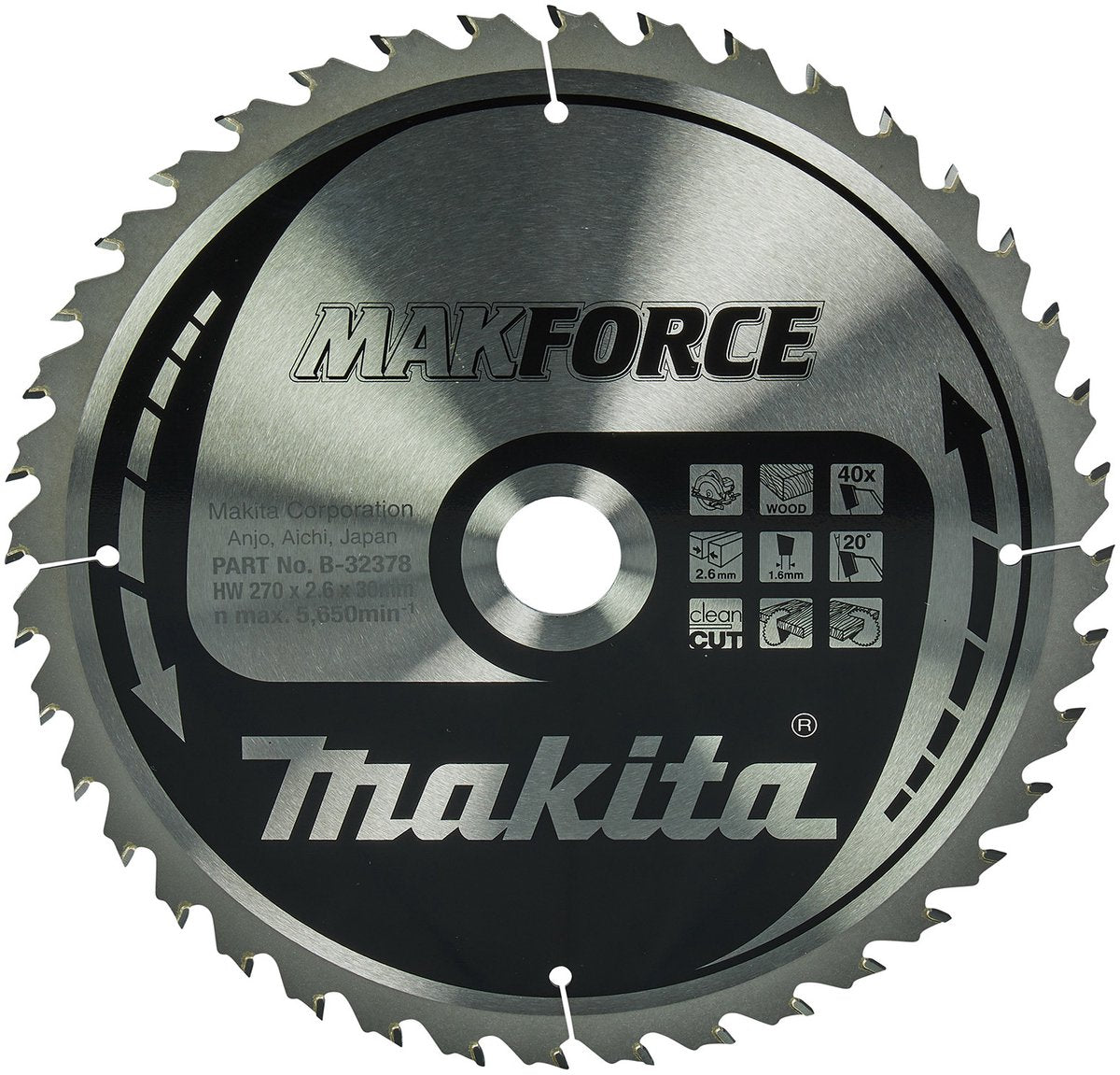 Accessoires Makita lame de scie circulaire | bois | 270x30x2,6 40t 20g - b-32378