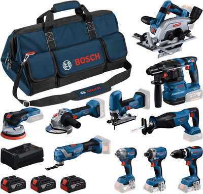 Trousse à outils Bosch bleu 10 18v | pack combo 3 x 5,0ah + chargeur | dans un sac à outils - 0615a500eh