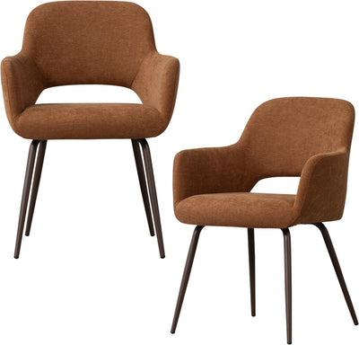 Chaises de salle à manger Woood Jenny - tissu tissé - marron - lot de 2