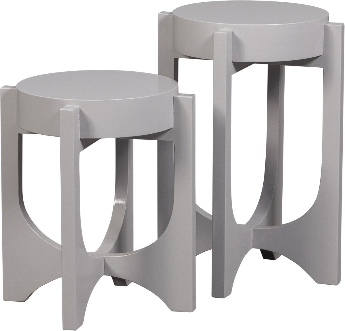 Table d'appoint Vtwonen - bois de manguier - gris chaud - 51xø35
