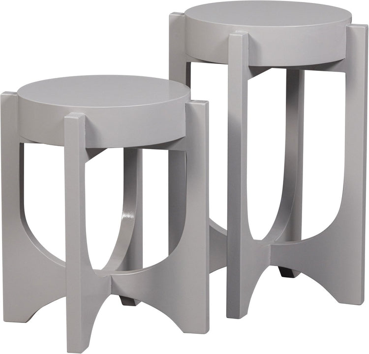 Table d'appoint Vtwonen - bois de manguier - gris chaud - 51xø35