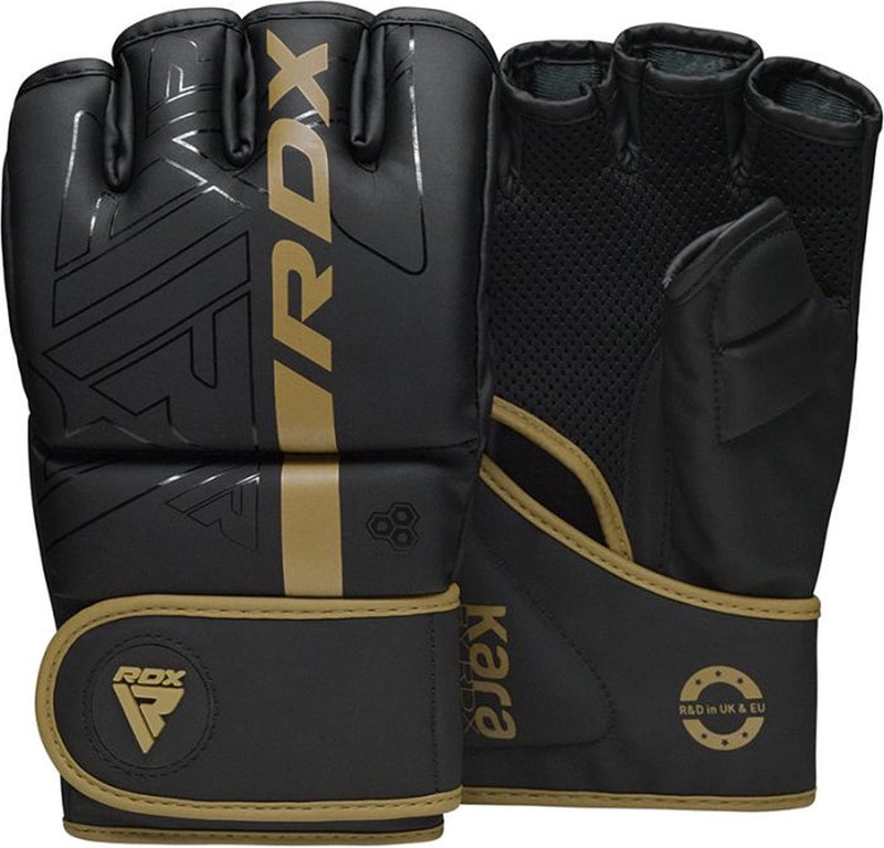Rdx sports - f6 kara - gants de boxe - gants mma - entraînement - gants d'arts martiaux - boxe - or - mat - taille m