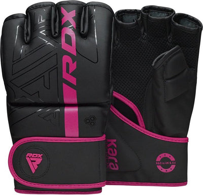 Rdx sports - f6 kara - gants de boxe - gants mma - entraînement - gants d'arts martiaux - boxe - rose - mat - taille s