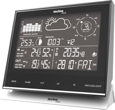 Station météo Technoline - ws 1700 - 138x153x53mm - aluminium noir - avec 3 capteurs extérieurs 100m - tl-ws1700
