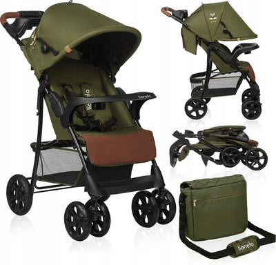 Poussette et landau Lionelo emma plus - léger et résistant - dossier réglable en position couchée - auvent xxl avec fenêtre - grand panier - organiseur et sac - amortisseurs - ceinture 5 points - jusqu'à 15 kg - pliable de manière compacte