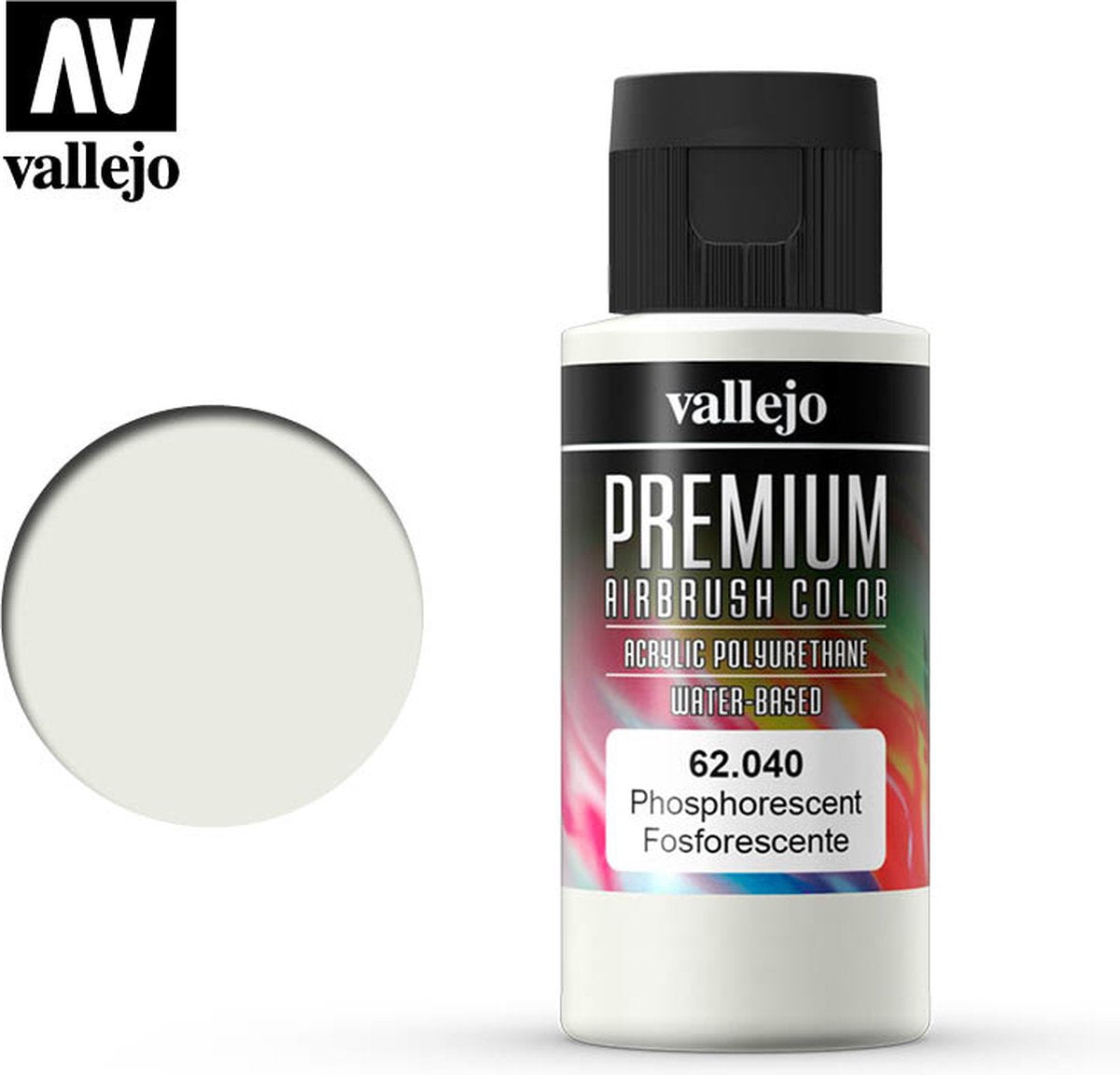 Peinture pour loisirs Vallejo - 62040 couleur pour aérographe premium - phosphorescente - fluorescente - Flacon de peinture 60 ml - 1x 60 ml