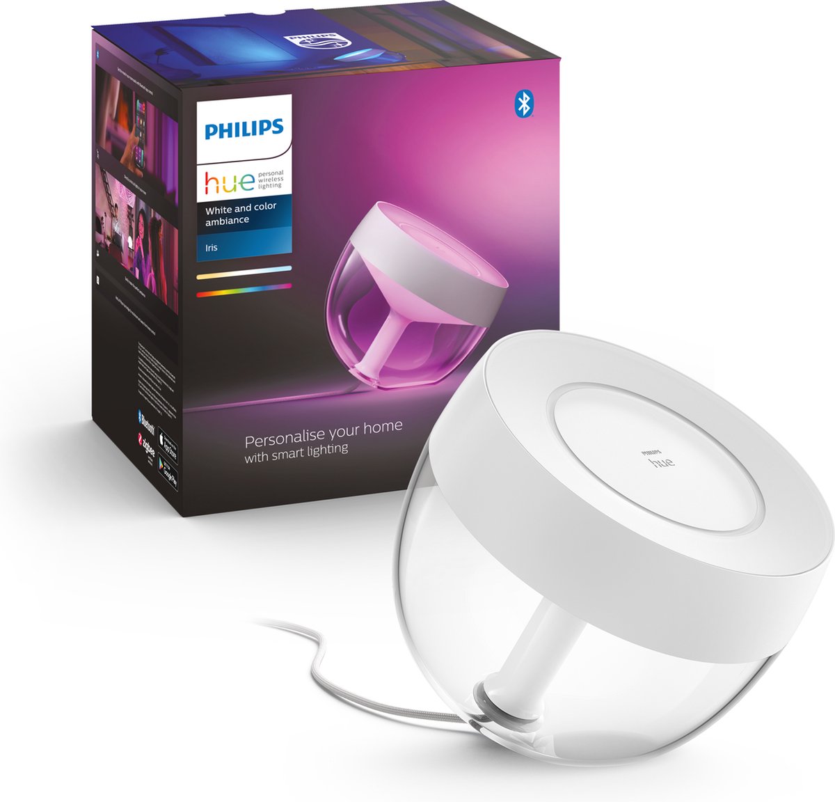 Lampe de table Philips hue iris - lumière blanche et colorée - blanc