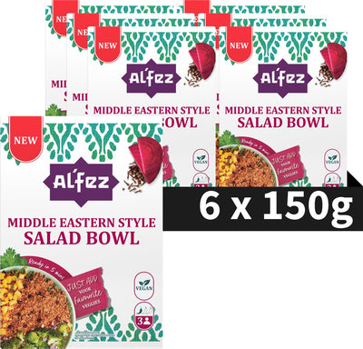 Saladier du Moyen-Orient Al'fez al'fez - 6 x 150 grammes - salade d'épeautre de couscous végétalienne - herbes du Moyen-Orient - pack économique