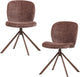 Chaises de salle à manger Woood femke - tissu chenille - marron - lot de 2