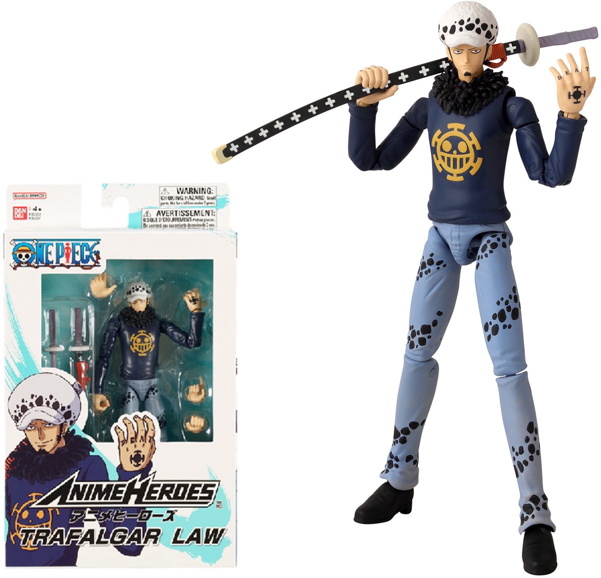 Bandai - héros d'anime - one piece - figurine de héros d'anime 17 cm - loi trafalgar - figurine d'action de loi - licence officielle - 36937