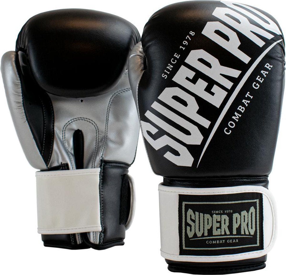 Super pro combat gear (kick) gants de boxe rebelle noir gris blanc 12oz