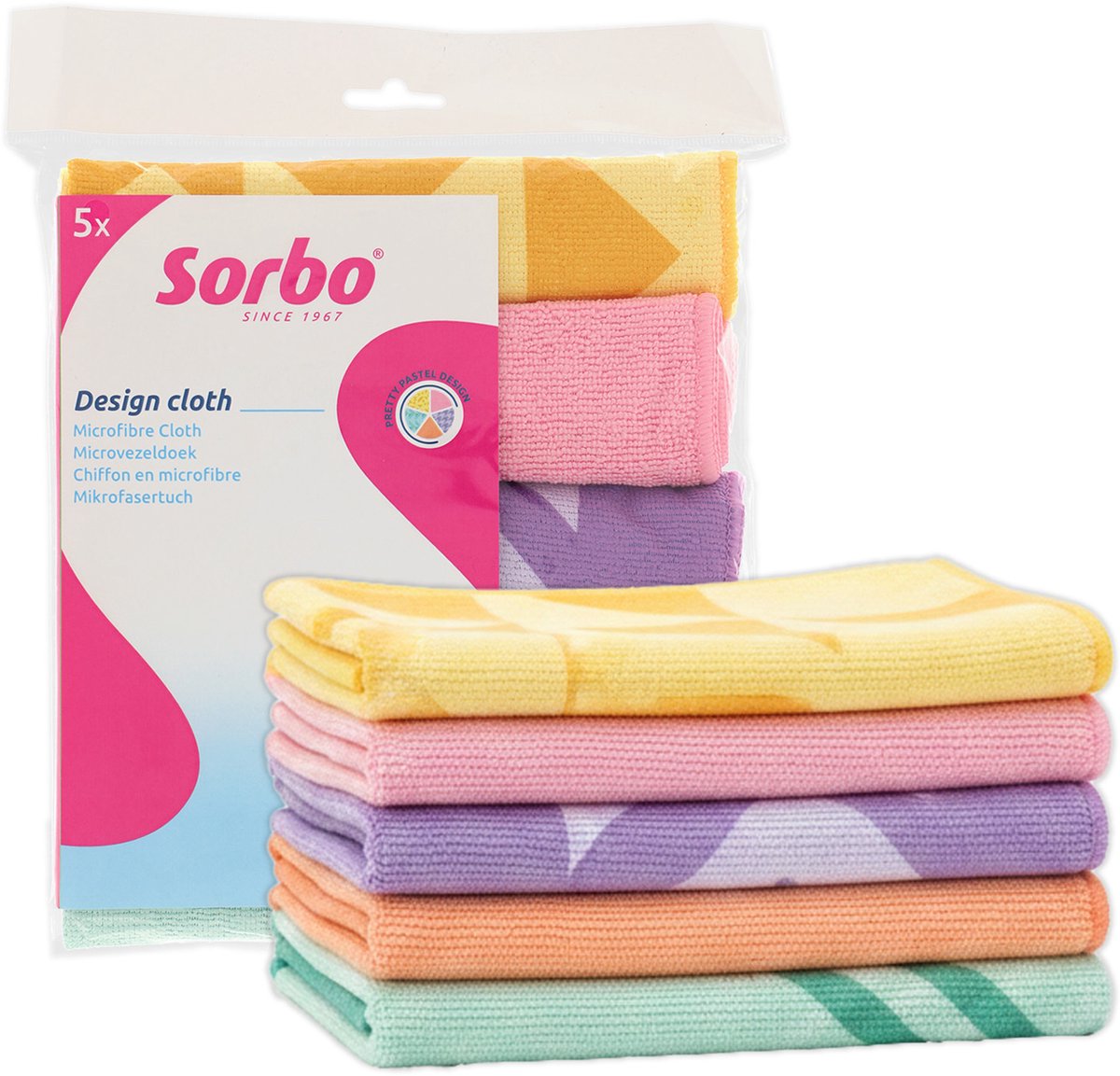 Sorbo chiffon microfibre imprimés pastel 5 pcs