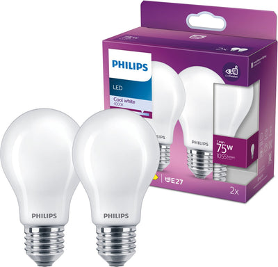 Lampe à filament Philips mate 75w a60 e27 x2