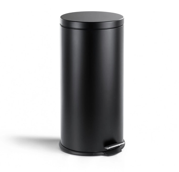 Faire taire. Living Hush Living Waste Bin 30l - Poubelle pour salle de bain, toilettes et bureau - avec couvercle - fermeture amortie - noir minuit