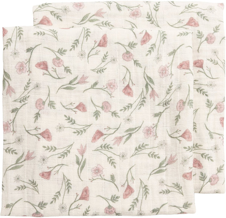 Meyco baby flower lingettes hydrophiles prélavées - paquet de 2 - hydrophiles prélavées - multicolore - 70x70cm