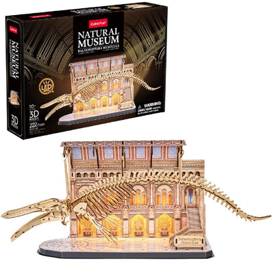 Cubique amusant - puzzle 3D - bois - baleine bleue avec LED