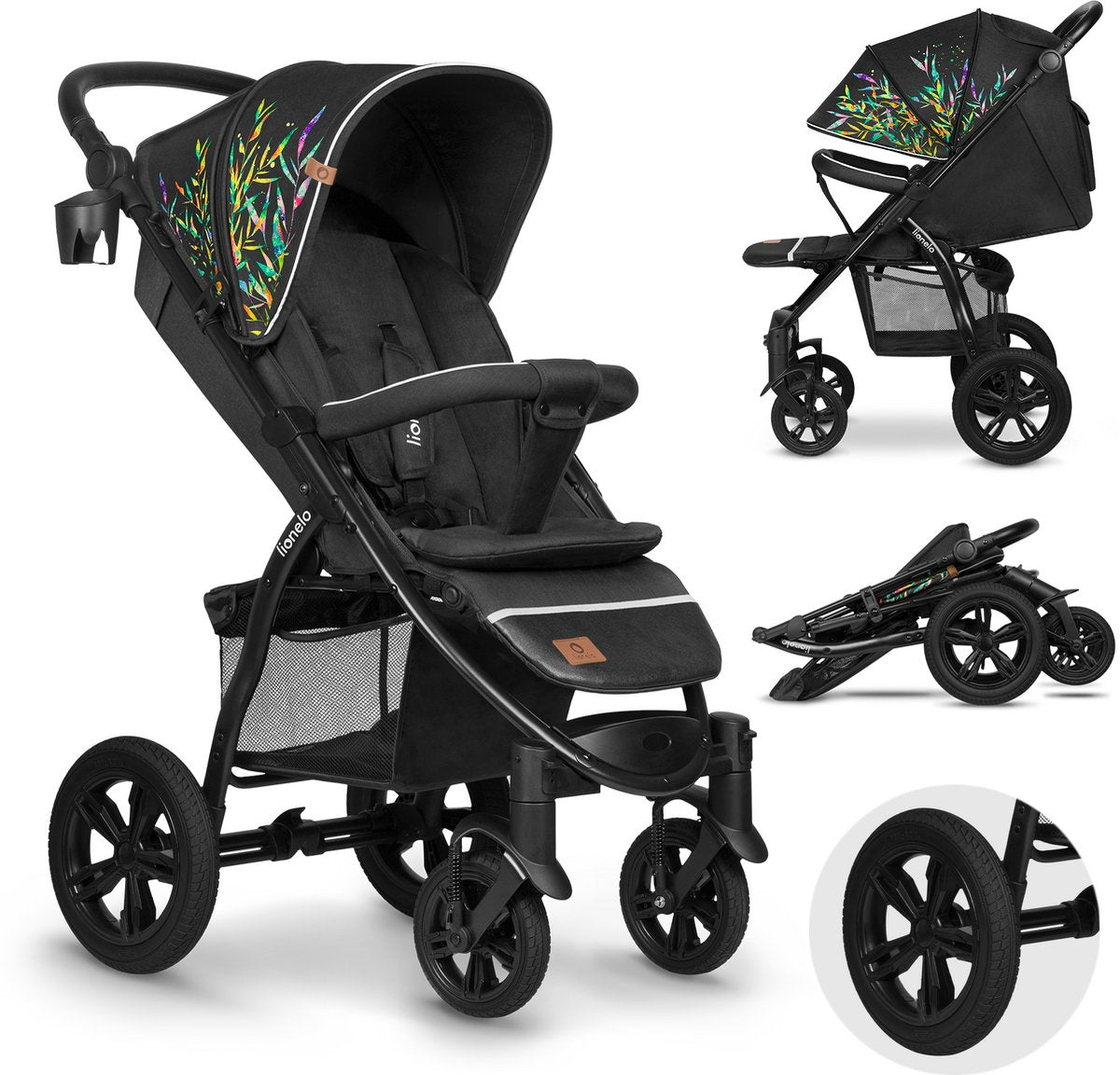 Lionelo annet tour – poussette 0 à 4 ans (ou 22 kg) – pliable 1 main – dossier réglable – incl. accessoires