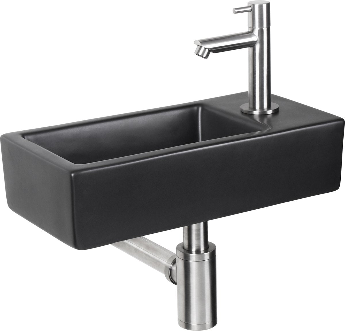 Ensemble fontaine Differnz Hator - 9x37,5x18,5cm - rectangle - 1 trou pour robinetterie - noir