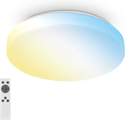 Briloner rowny - Éclairage de salle de bain LED - dimmable - avec télécommande - plafonnier avec fonction veilleuse CCT - ø39cm - blanc