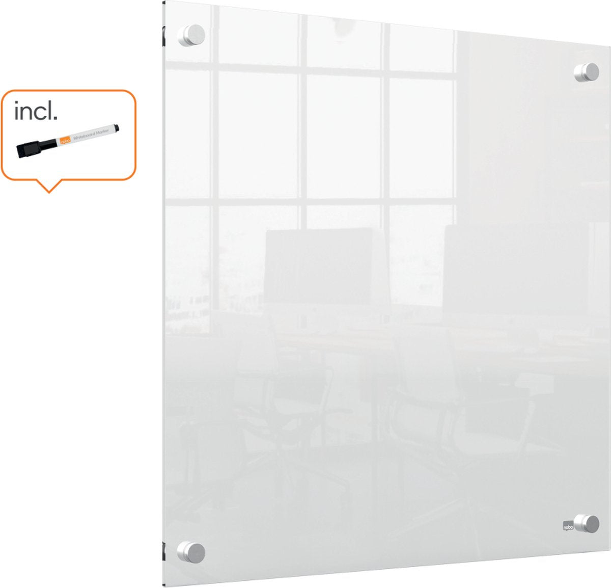 Mini tableau blanc mural portable Nobo - 450 x 450 millimètres - marqueur inclus - acrylique transparent