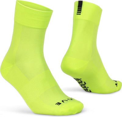Gripgrab - chaussettes de cyclisme d'été légères SL performance 1 paire de chaussettes de cyclisme coolmax coupe régulière - jaune haute visibilité - unisexe - taille xs (35-38)
