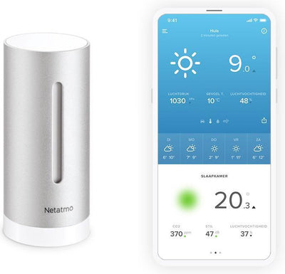 Station météo module intérieur intelligent supplémentaire Netatmo - compteur de co2 - hygromètre - fonctionne avec Google Home, Alexa Apple Home Kit