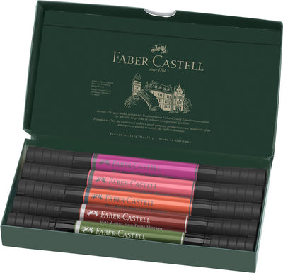 Faber-castell marqueur de dessin - stylo d'artiste pitt - marqueur duo - fleurs - étui 5 pièces - fc-162007
