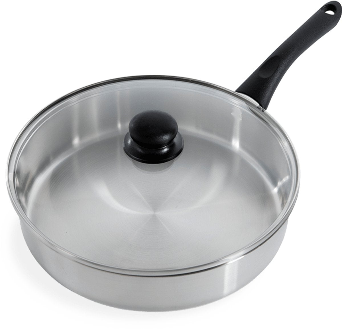Poêle Bk bold 28cm avec couvercle - 3,8l - sans revêtement antiadhésif sans PFA - poêle induction - poêle inox - passe au four jusqu'à 160° - poignée de refroidissement - avec couvercle en verre - argent