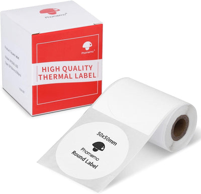 Étiquettes Phomemo 50x50mm rondes - étiquettes rondes - 140 pièces - imperméables - adhésif fort - pour m110 m220 m221 m100 - blanc