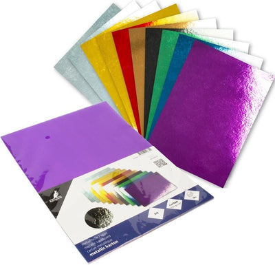 Carton métallique Kangaro - a4 - 300 grammes - couleurs assorties - 10 feuilles - carton hobby - k-0065p01