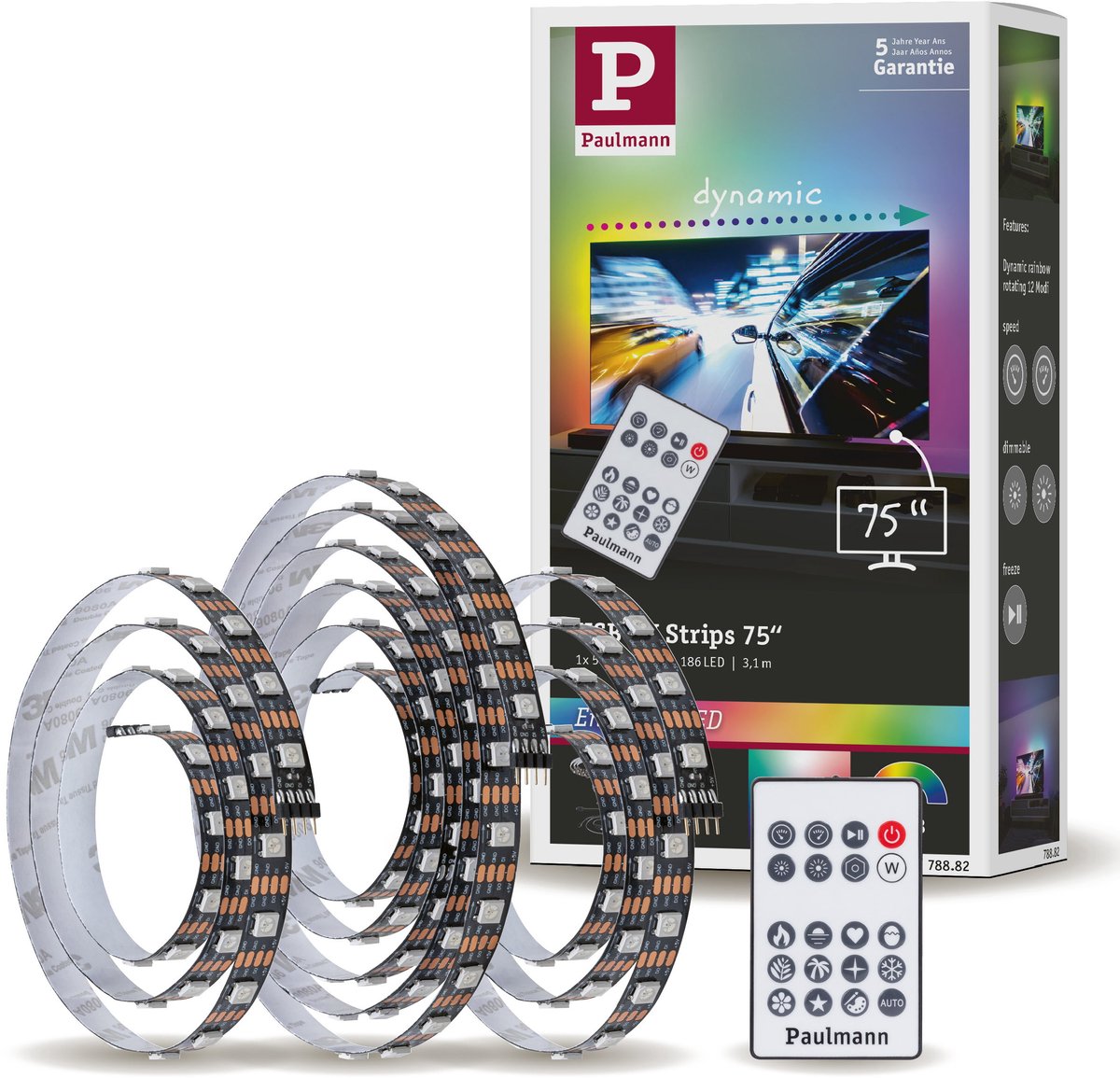 Paulmann bande LED usb divertissante éclairage tv 75 pouces - rgb+ - 5w - 5v - noir