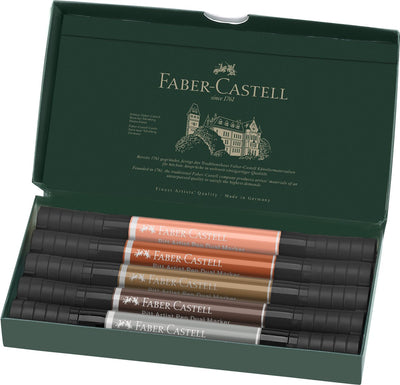 Faber-castell pitt artiste stylo marqueur de dessin - double marqueur - étui 5 pièces portrait - fc-162009