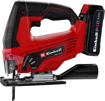 Kit scie sauteuse sans fil Einhell tc-js 18 70 li - power x-change - 18 v li-ion - hauteur de course : 20 mm - coupes d'onglet : max. 45° - inclus. 1 lame de scie - incl. Batterie 2,5 Ah et 1x chargeur