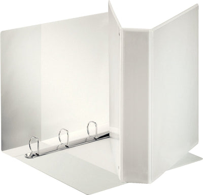 Classeur à anneaux panoramique standard Esselte a4 - 4 anneaux - largeur de dos de 77 mm - capacité de 480 feuilles - blanc