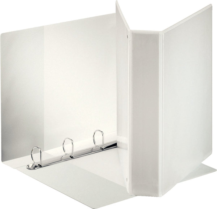Classeur à anneaux panoramique standard Esselte a4 - 4 anneaux - largeur de dos de 77 mm - capacité de 480 feuilles - blanc
