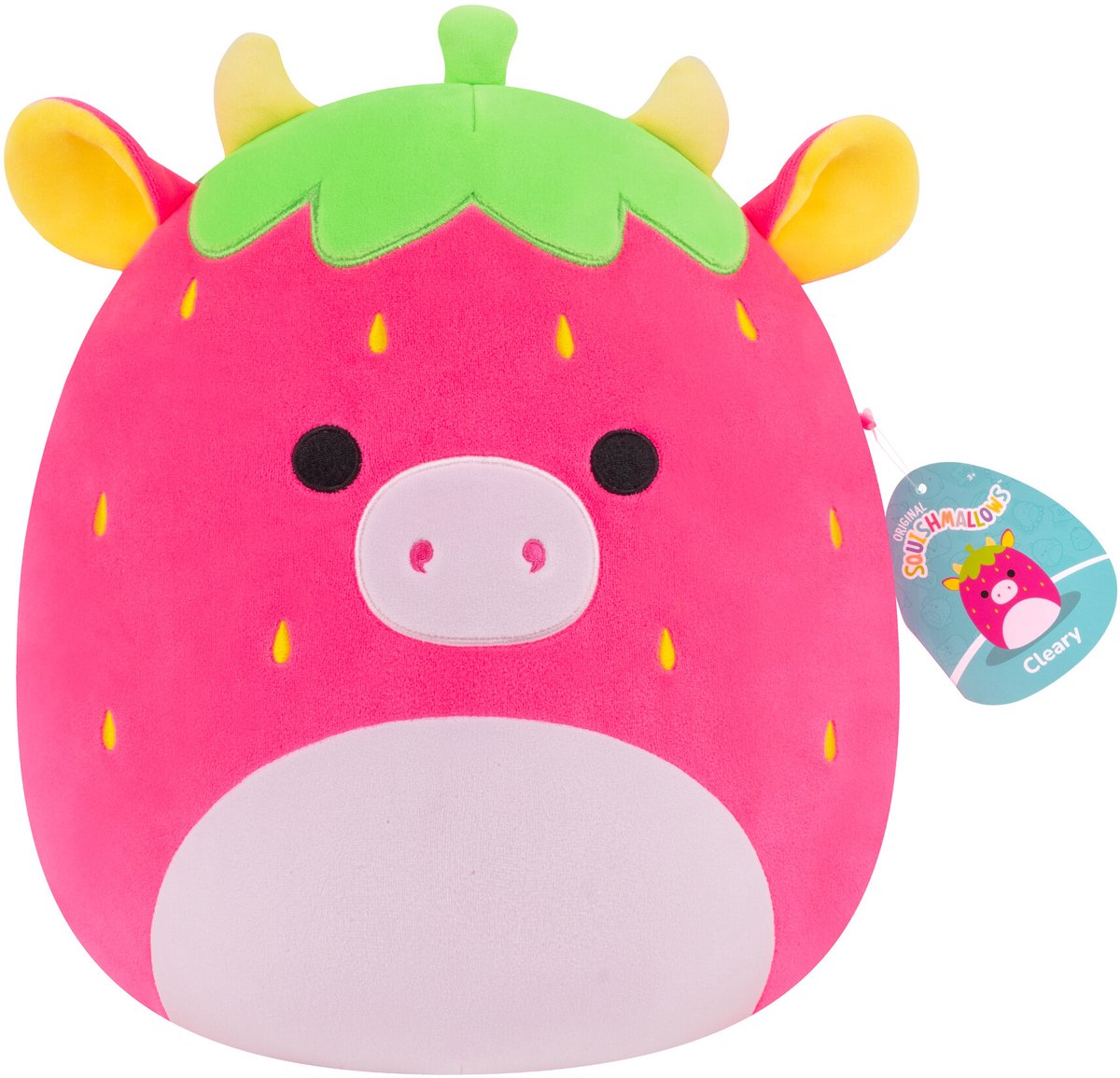 Squishmallows 30 cm cleary - vache fraise rose vif