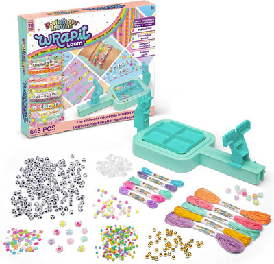 Bandai - rainbow loom wrapit - kit de création de bracelet d'amitié - ensemble 648 pièces - 20 projets diy - macramé, perles, fils colorés - cadeau loisir créatif - jouet enfant 8 ans et + - cd0164