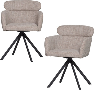 Chaises de salle à manger pivotantes Woood fenne - tissu tissé - naturel - lot de 2