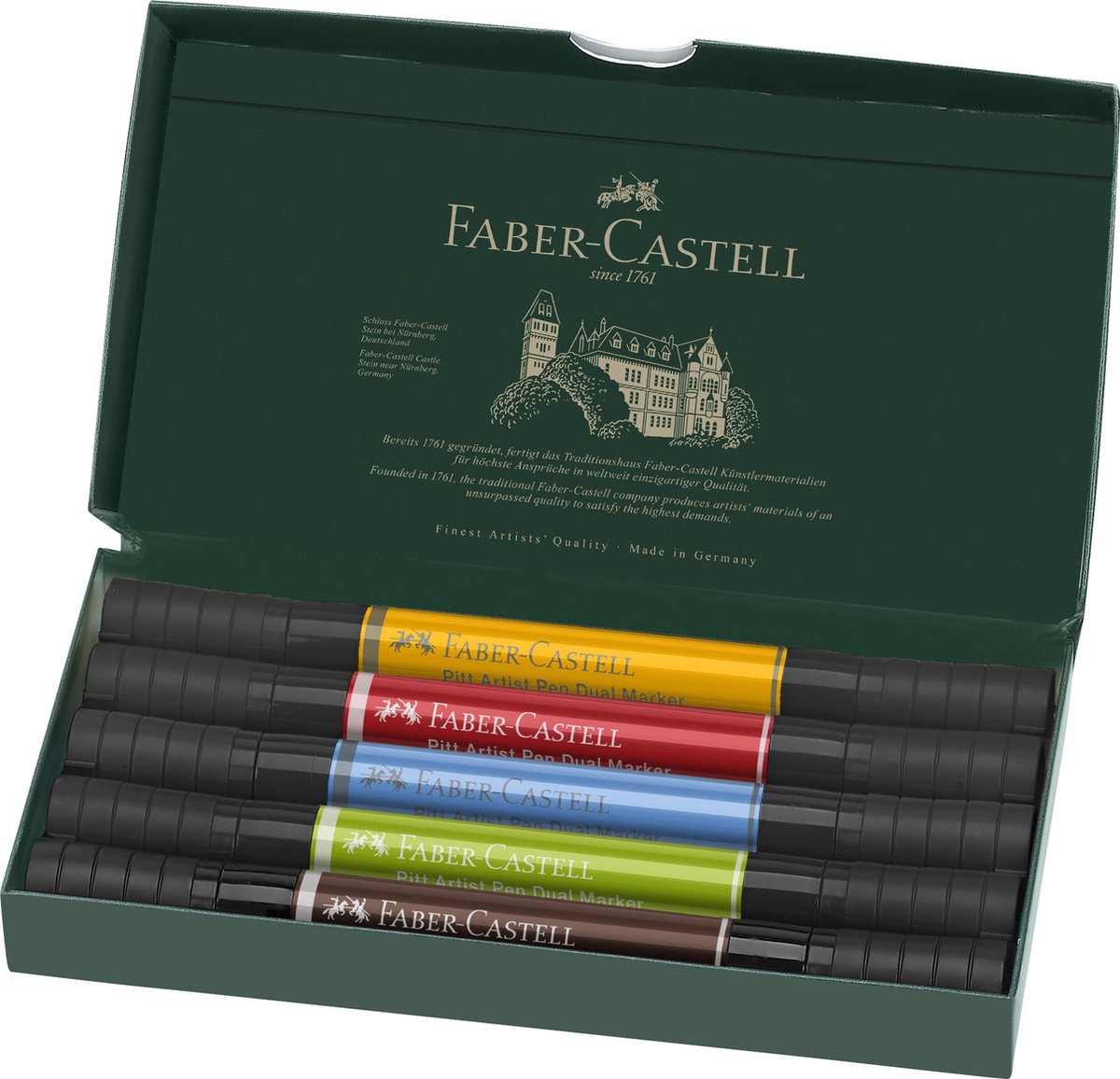 Stylo à dessin Faber-castell - stylo artiste pitt - marqueur duo - 5 pièces - fc-162005