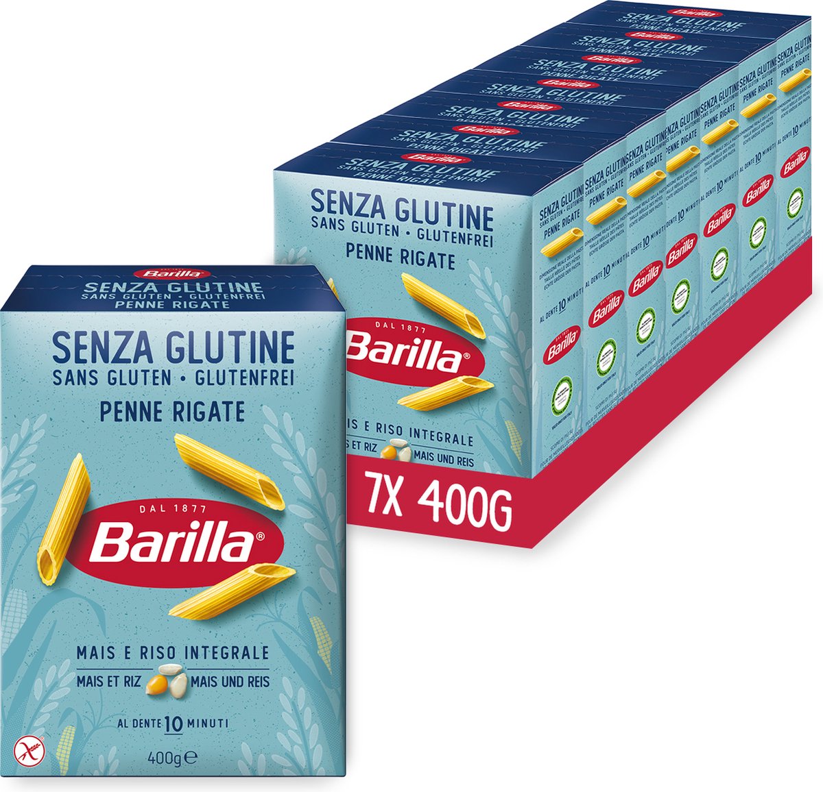 Barilla penne rigate - sans gluten - pâtes - 7 x 400g